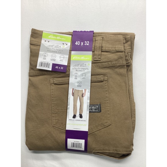 Eddie Bauer Other - Eddie Bauer Mens Utility Pants Relaxed Fit Saddle Brown Stretch 40x32 new tags
